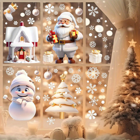113 Statische Fensteraufkleber Weihnachtsschneeflocken für Partydeko