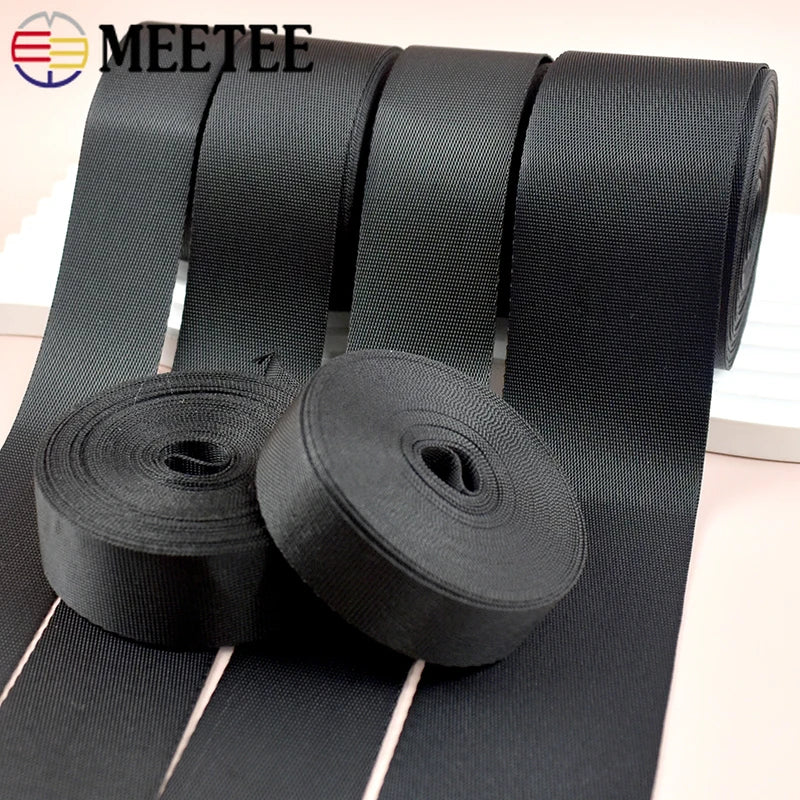 Schwarzes Nylon Gurtband 10-100mm für Taschen Rucksäcke Sicherheitsriegel