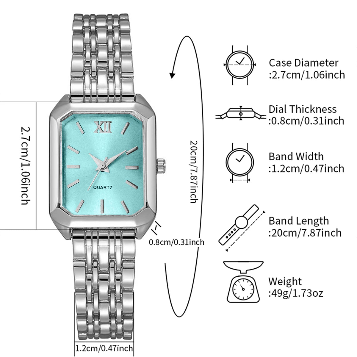 Elegantes Damen Uhr Set mit Quarzuhrwerk und Edelstahlband
