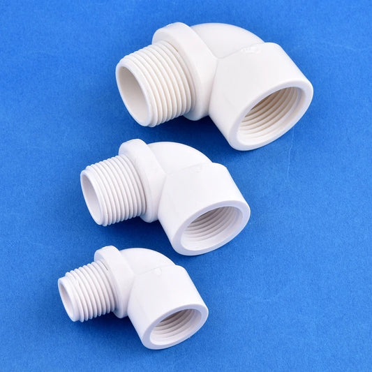 Robuster weißer PVC 90° Ellenbogen Stecker mit Außengewinde 1/2-1 für DIY - Garten