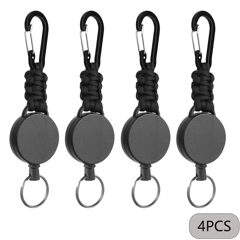Einziehbarer Schlüsselanhänger mit Karabiner Outdoor Diebstahlschutz