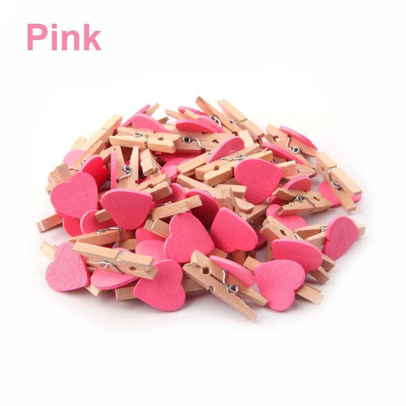 50x Holz Herz Foto Clips für DIY Deko, Hochzeit, Notizen Wohnkultur