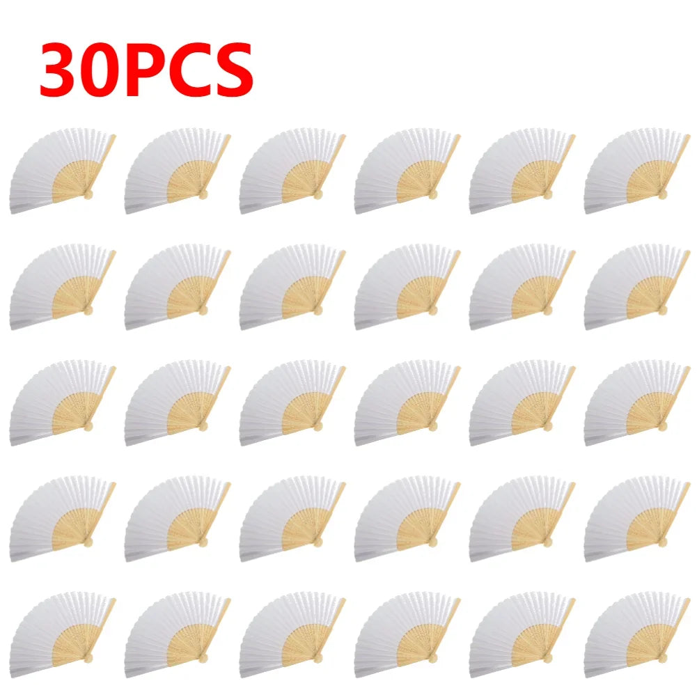 Kreativer weißer Bambus-Papier-Faltfächer – DIY, Hochzeit - Geschenkideen, 1-50 Stück