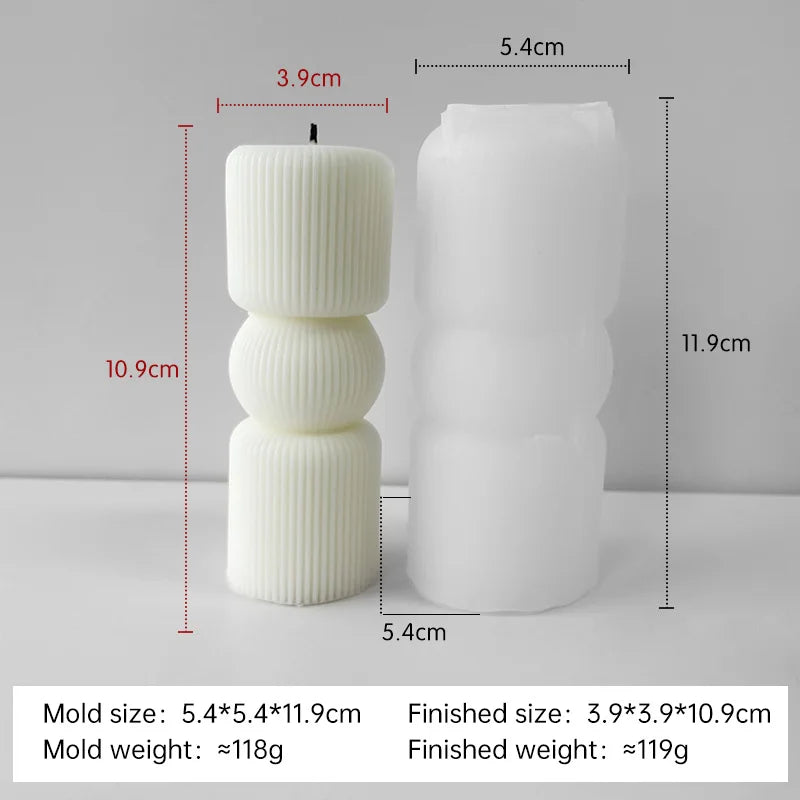 Silikonform für gestreifte Zylinderkerzen DIY Aroma Säule Gips Harz