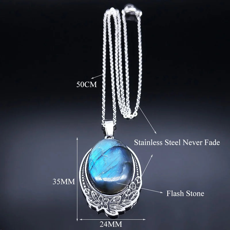 Boho Naturstein Labradorit Halskette für spirituelle Meditation