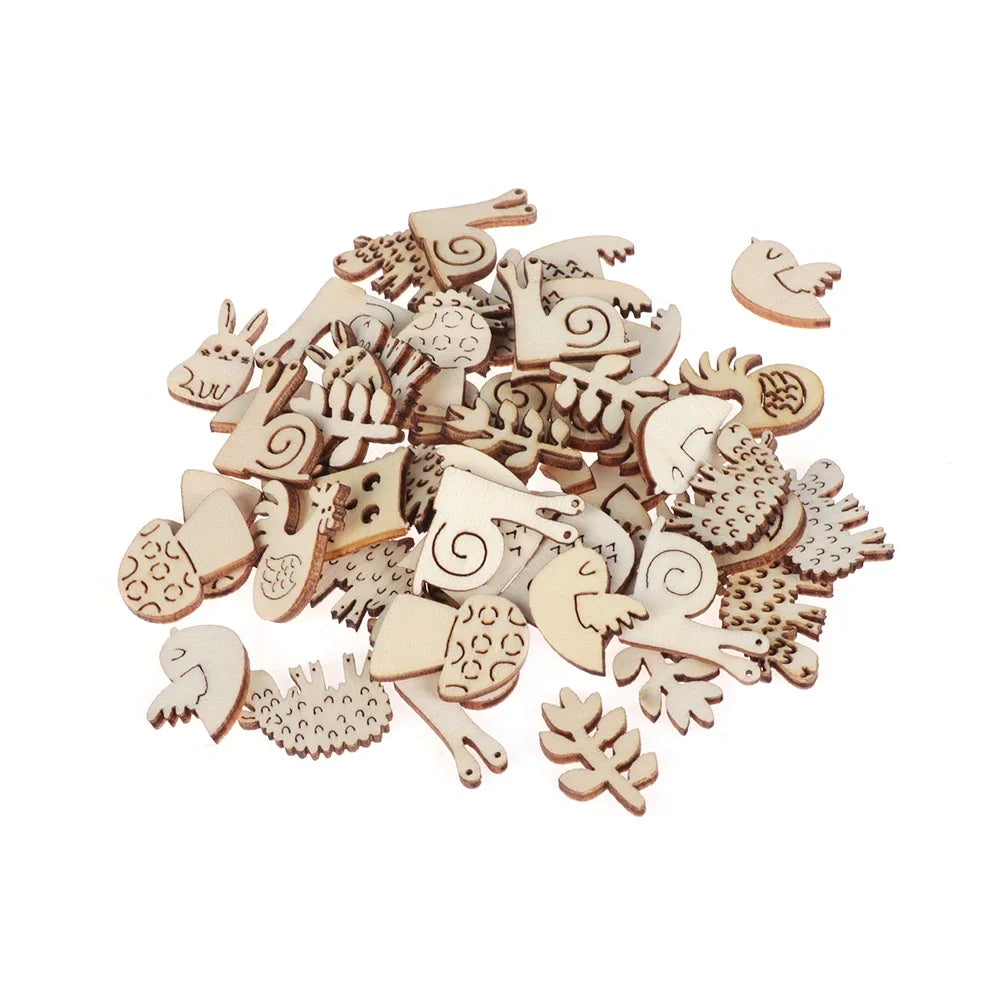 50-teiliges Set aus Holzornamenten für DIY Handwerk und Dekoration - Yabubest - Home & More