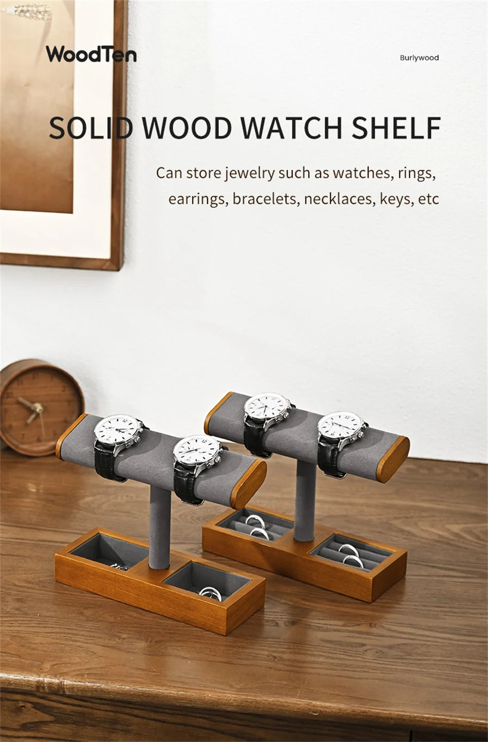 Eleganter Schmuckorganizer aus Holz mit vielseitigem Stauraum