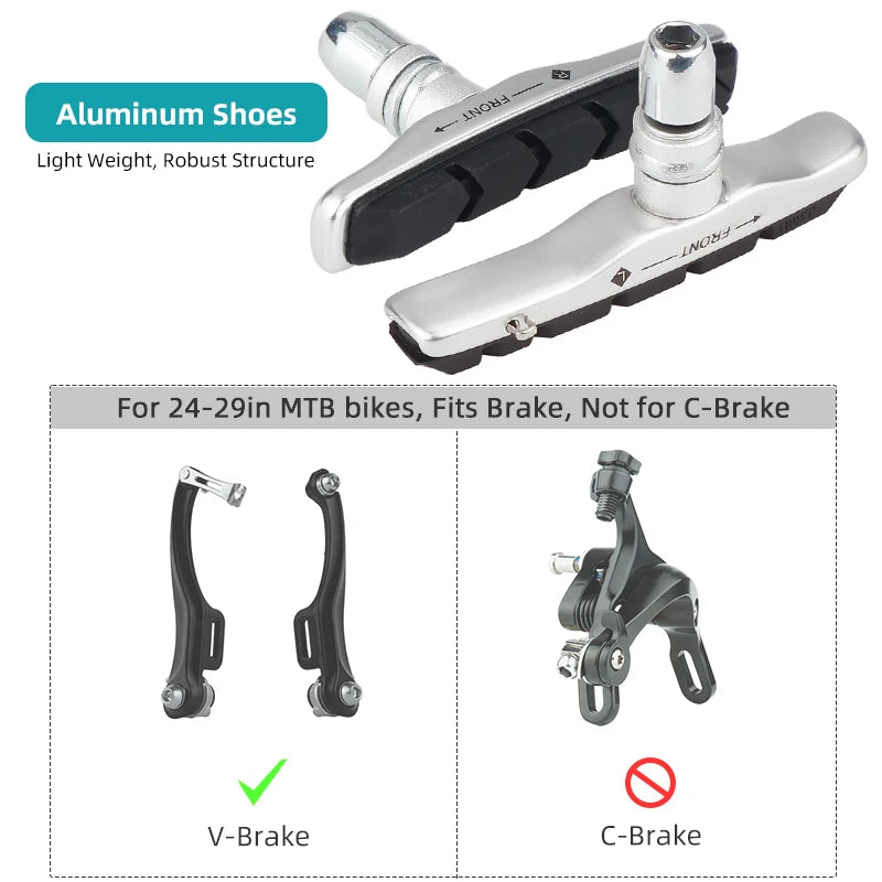 V-Bremsbeläge MTB 72mm Wetterfest Geraucharm Für Lineare Zugbremsen