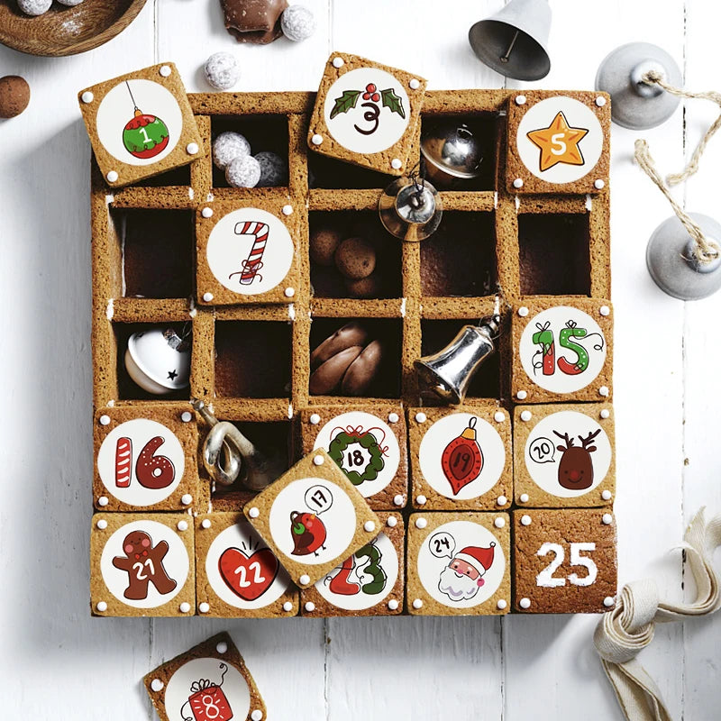 Weihnachts-Adventskalender Aufkleber 1/3/5 Blatt für Geschenkverpackung