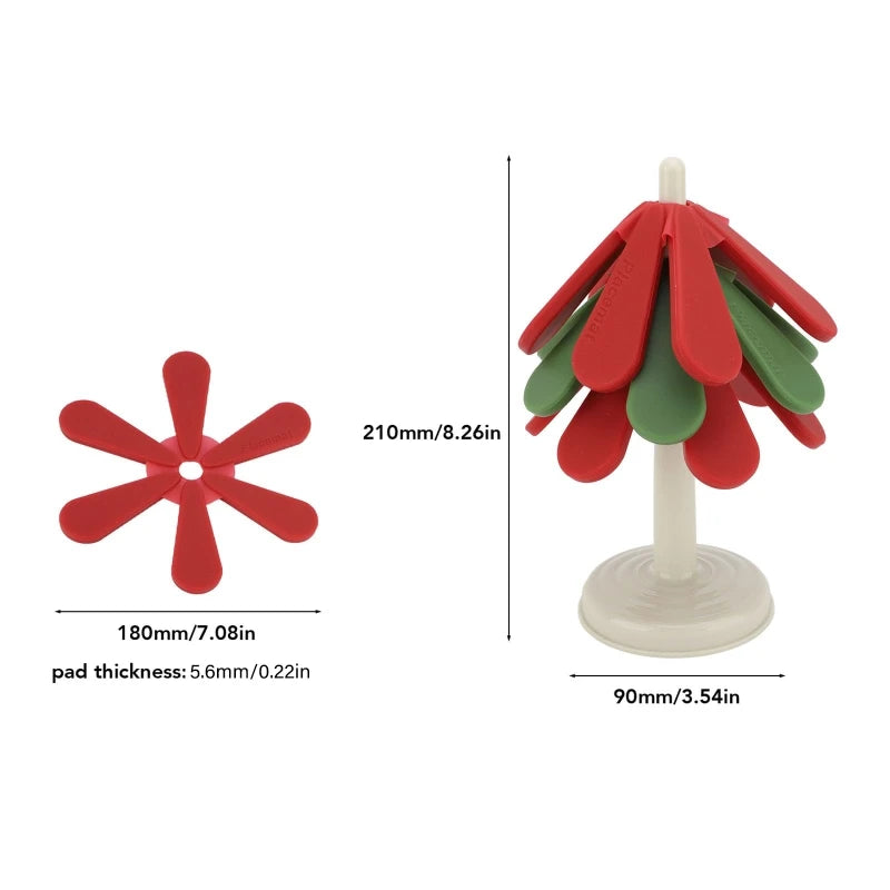 Faltbare Silikon-Untersetzer in Baumform - Hitzebeständig und Leicht zu Reinigen - 3er Set