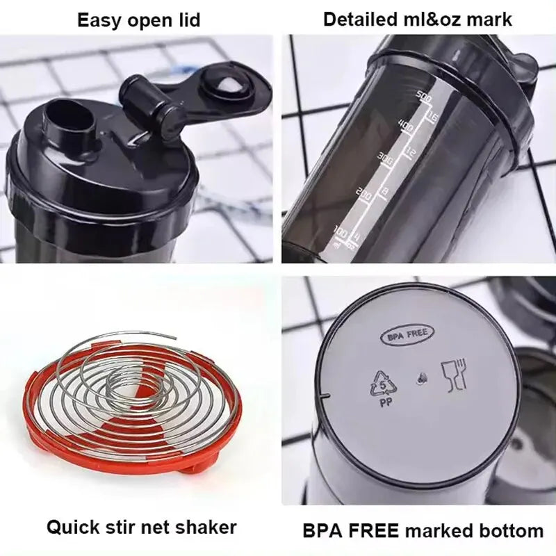 3-lagiger Shake-Becher für Proteinpulver Fitness Sport Rührfunktion Groß