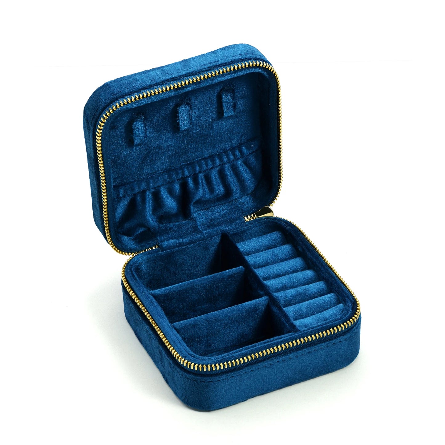 TAIMY Vintage Samt Reise-Schmuckbox Grün mit Spiegel Organizer