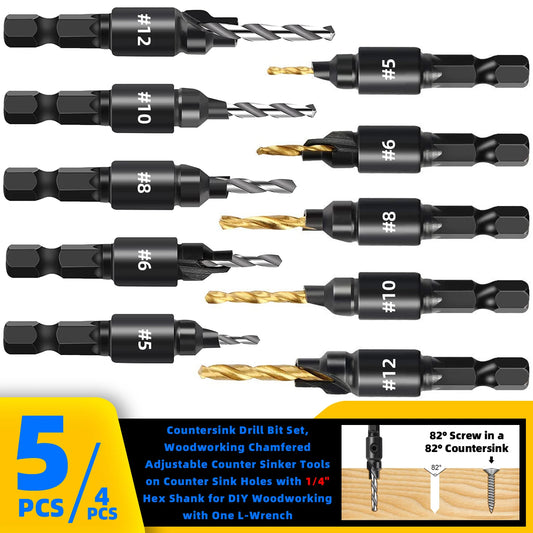 Senkerbohrer Set für Holzbearbeitung mit 1/4" Sechskantschaft DIY #5-#12