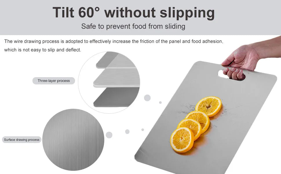 Doppelseitiges Titanium Edelstahl Schneidebrett Set für Küche und Fleisch