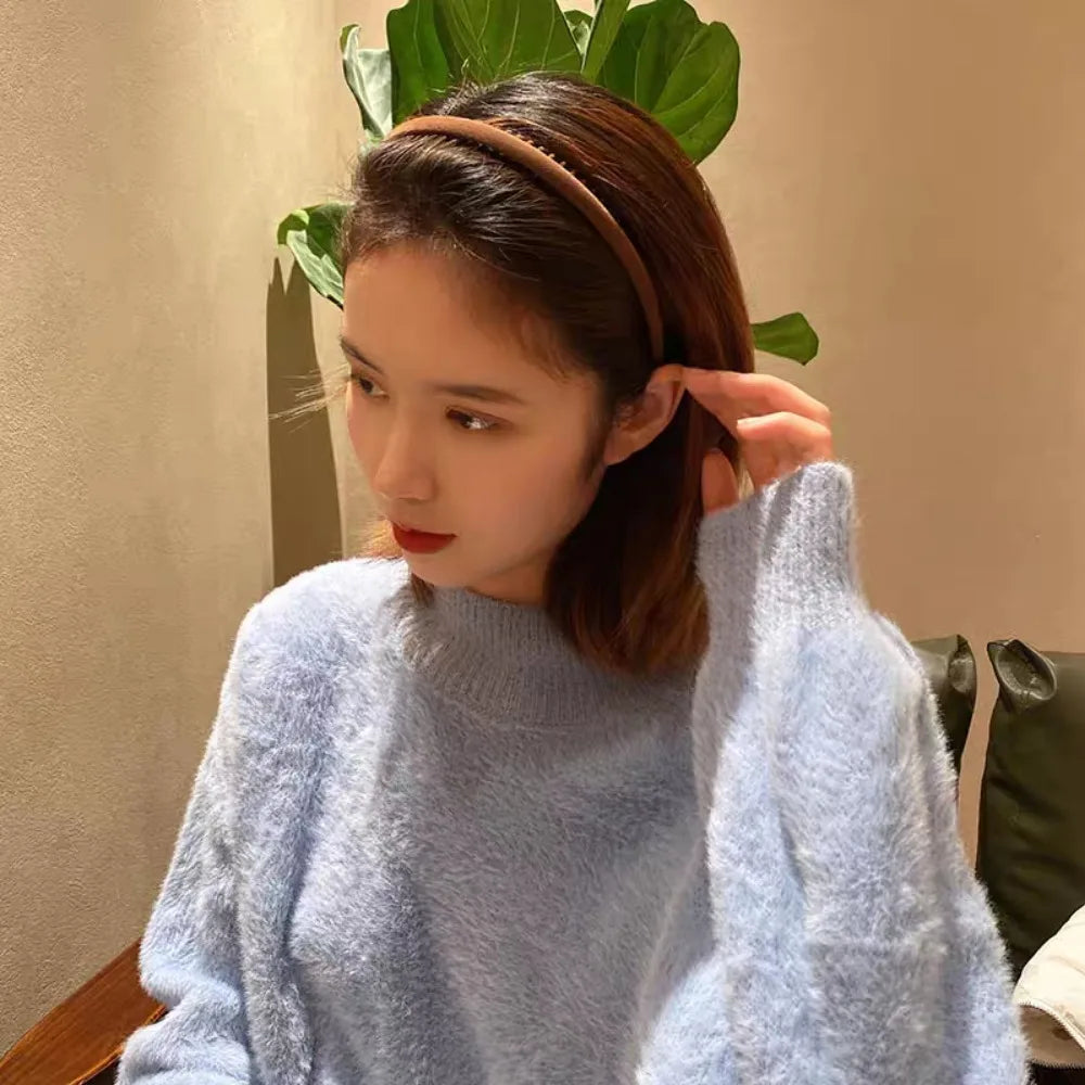 Elegantes schwarz rotes Samt Haarband mit Zahn im 2er Set