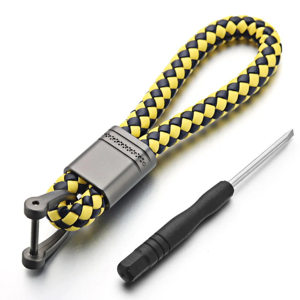 Leder Seil Schlüsselanhänger mit Hufeisen Schnalle und Metallring