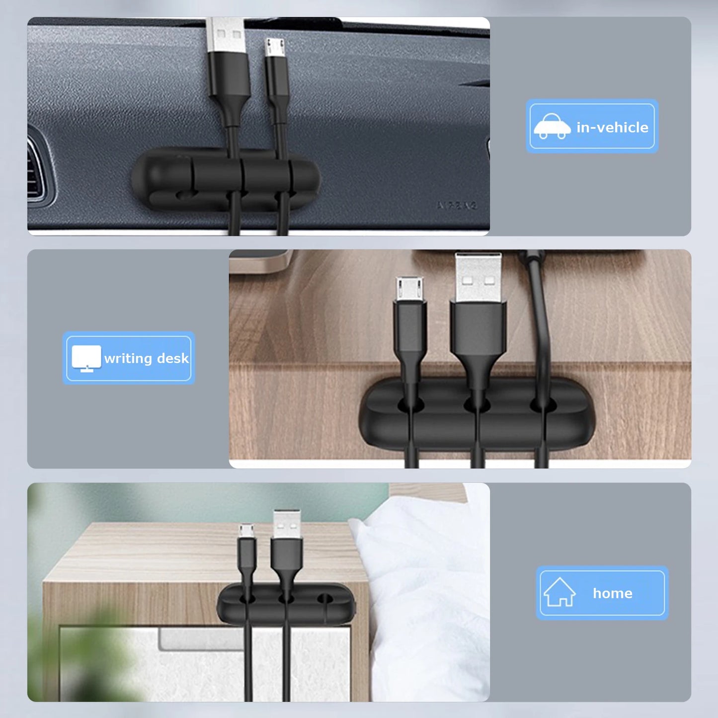 Silikon Kabelhalter Clips für Kabelmanagement am Schreibtisch und Auto