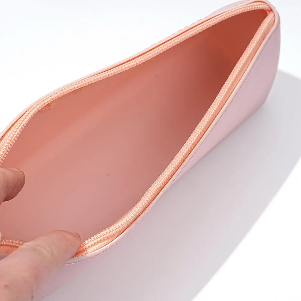 Einfarbige Silikon Federmäppchen mit großem Fassungsvermögen und Reißverschluss