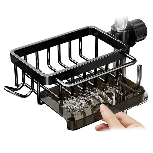 Aluminium Wasserhahn Organizer mit Schwammhalter und Abflussschale für die Küche