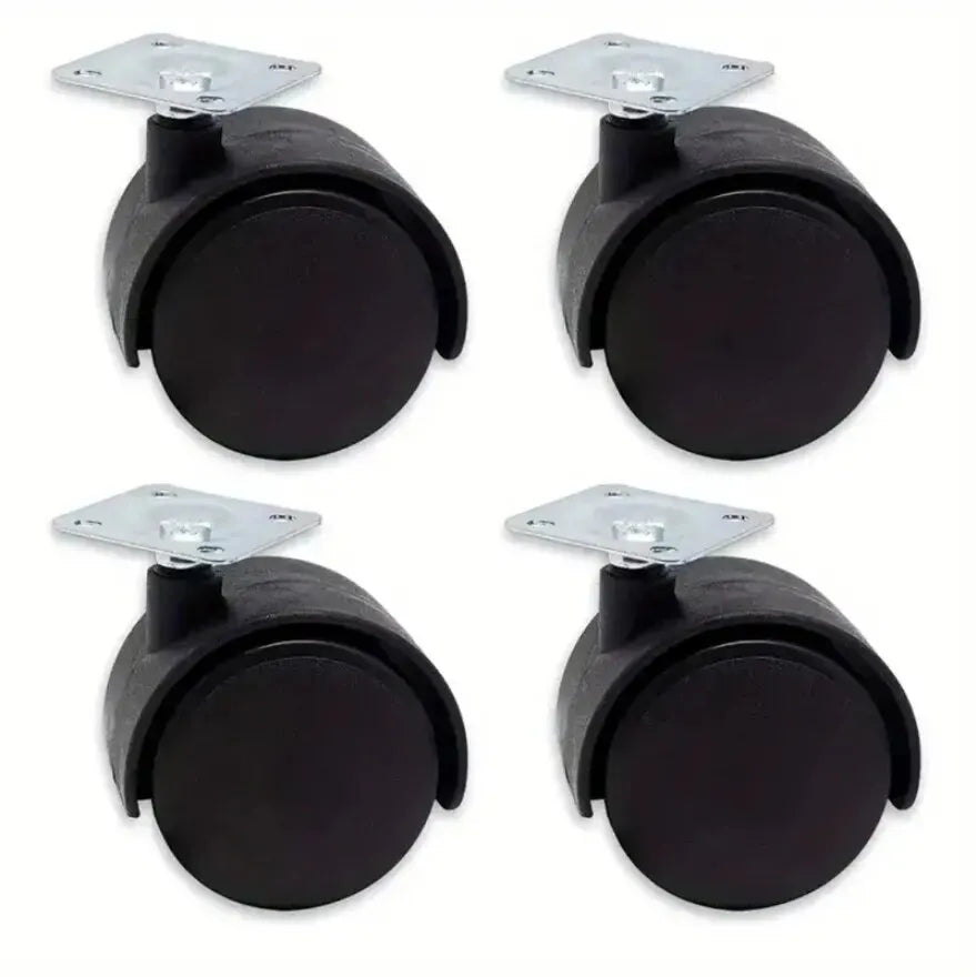 4x 1,5 Zoll Möbelrollen Kunststoff mit Edelstahl 360° Drehbar und Bremse