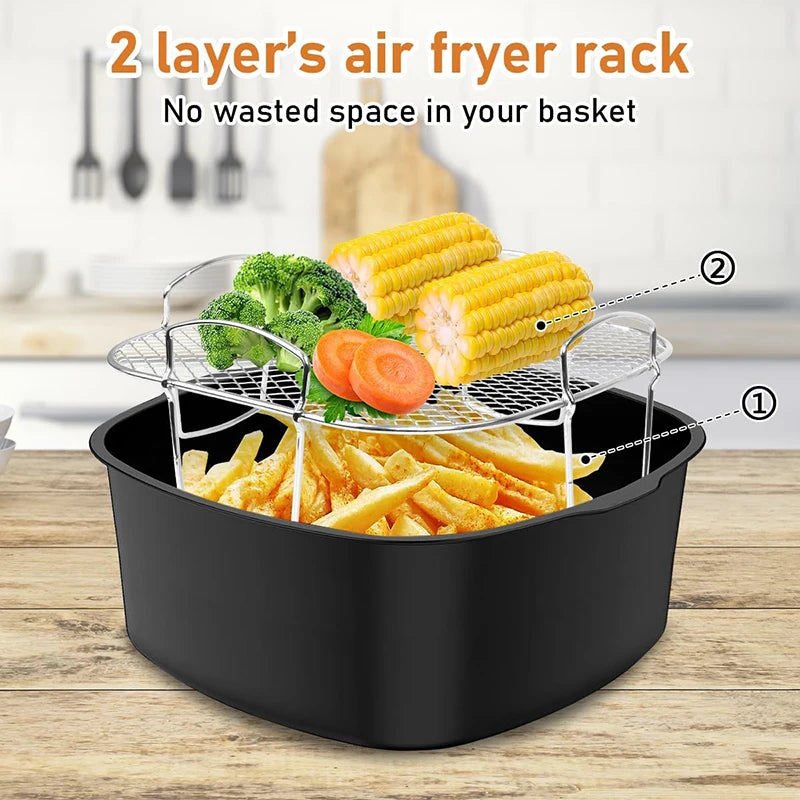 Robustes Metall Airfryer Zubehör 8 Zoll Backform - Grill für Heißluftfritteuse