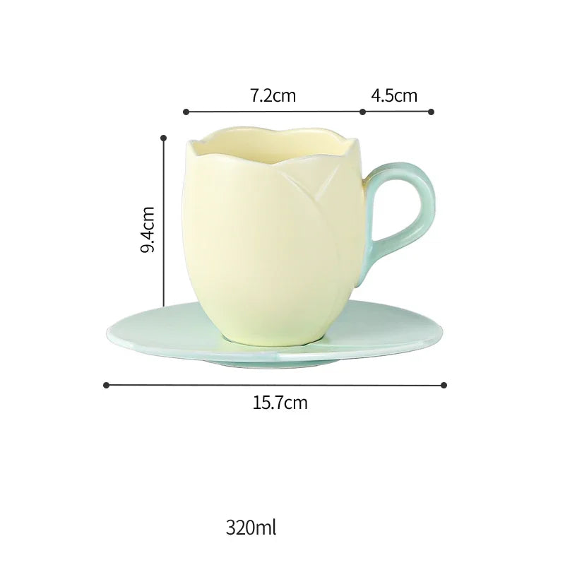 Elegantes Tulpe Keramik-Kaffeetassen-Set 280/320ml, mikrowellen- - spülmaschinenfest