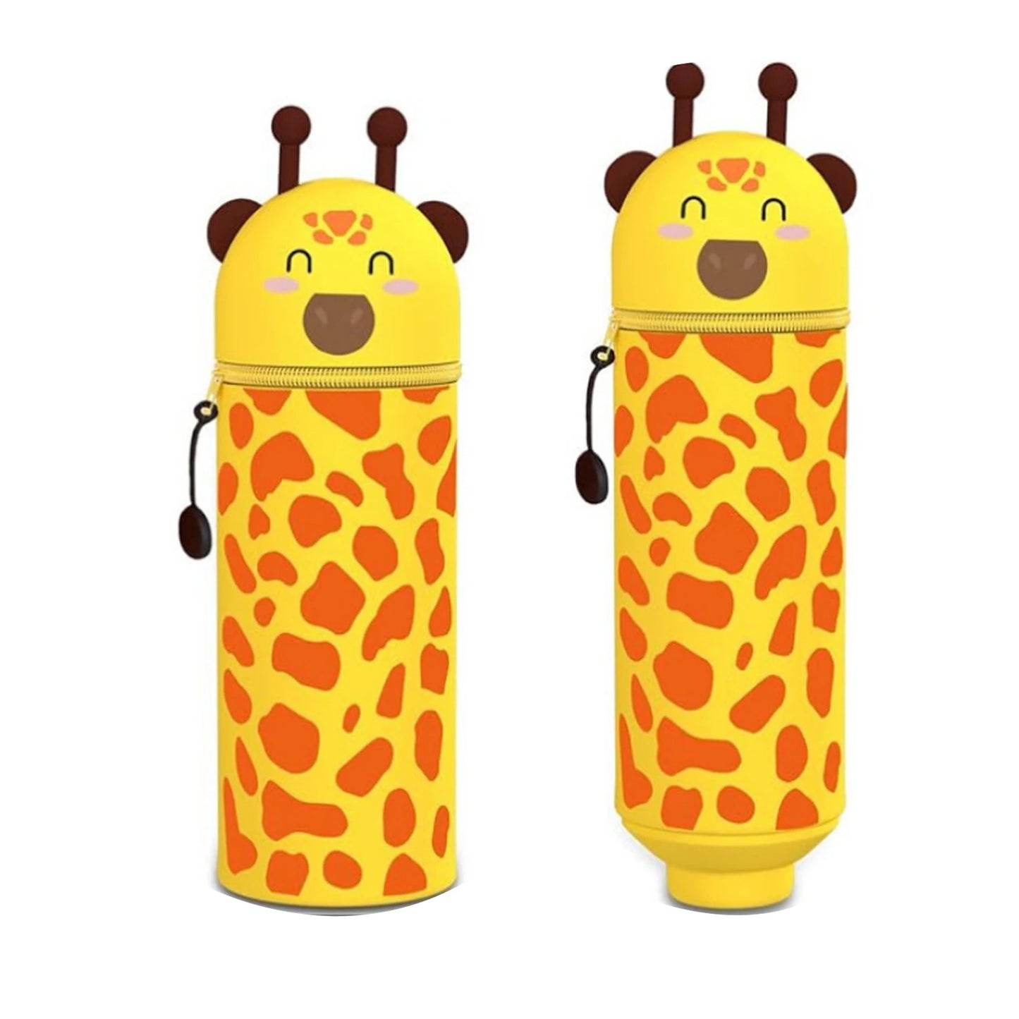 Niedliches 2-in-1 Silikon Federmäppchen mit Reißverschluss und Stifthalter