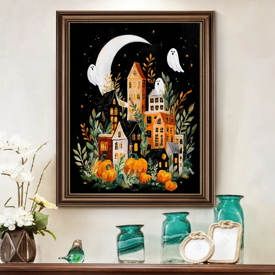 Halloween Malen nach Zahlen Set für Erwachsene Leinwand Wandkunst DIY