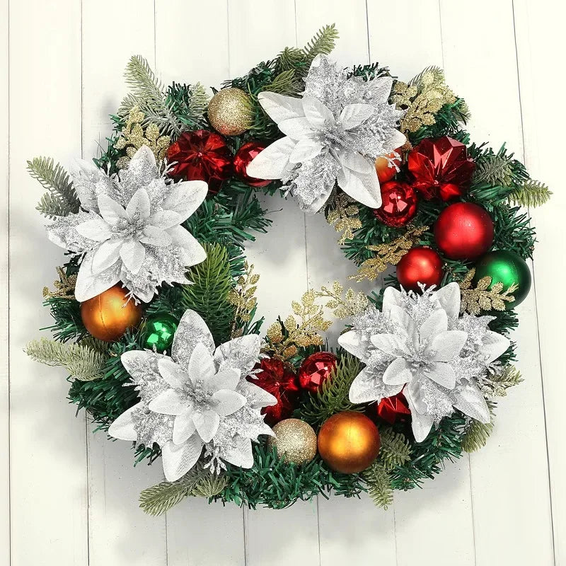 Künstliche funkelnde Glitzer-Weihnachtsblumen für Dekoration