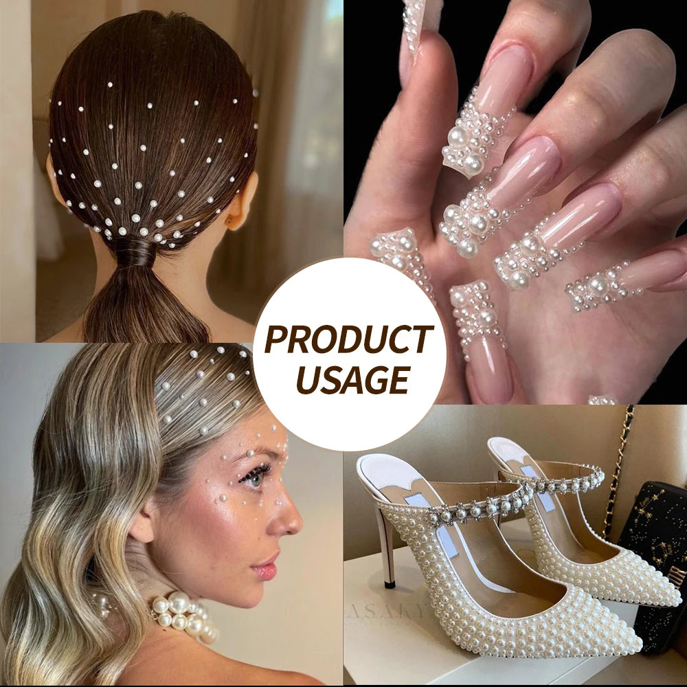 12 Gitter halbrunde 3D Perlen für Nagel Schmuck Mix Größen