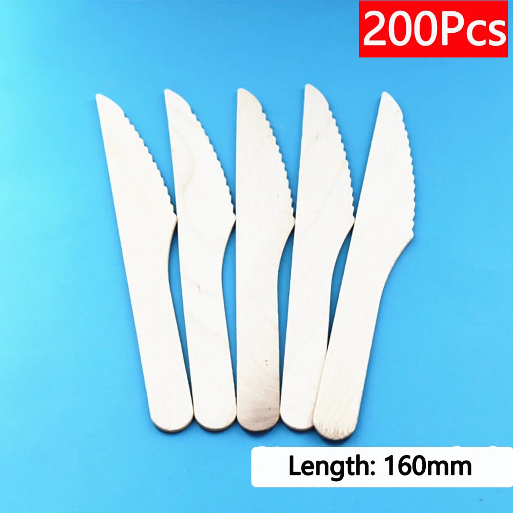 Einweg-Holzbesteck 16 cm 10/150/500 Stück Gabel Löffel Messer Set