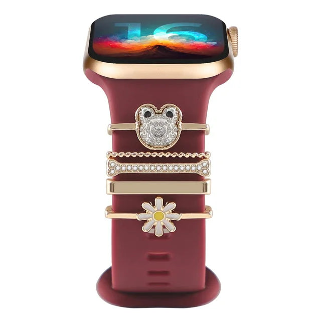 Dekoration für Apple Watch Band Ultra2 10 9 8 Diamant Schmuck Armband Zubehör für Samsung/Huawei Uhr 20/22mm Armband Charms-Yabubest - Home & More