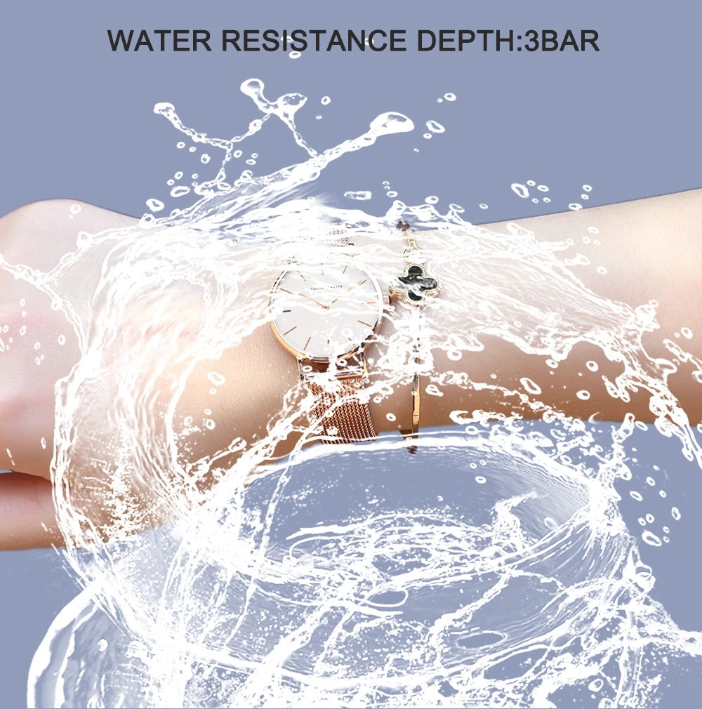 Elegante Damen Uhr 36mm Wasserdicht mit Japan Quarzwerk