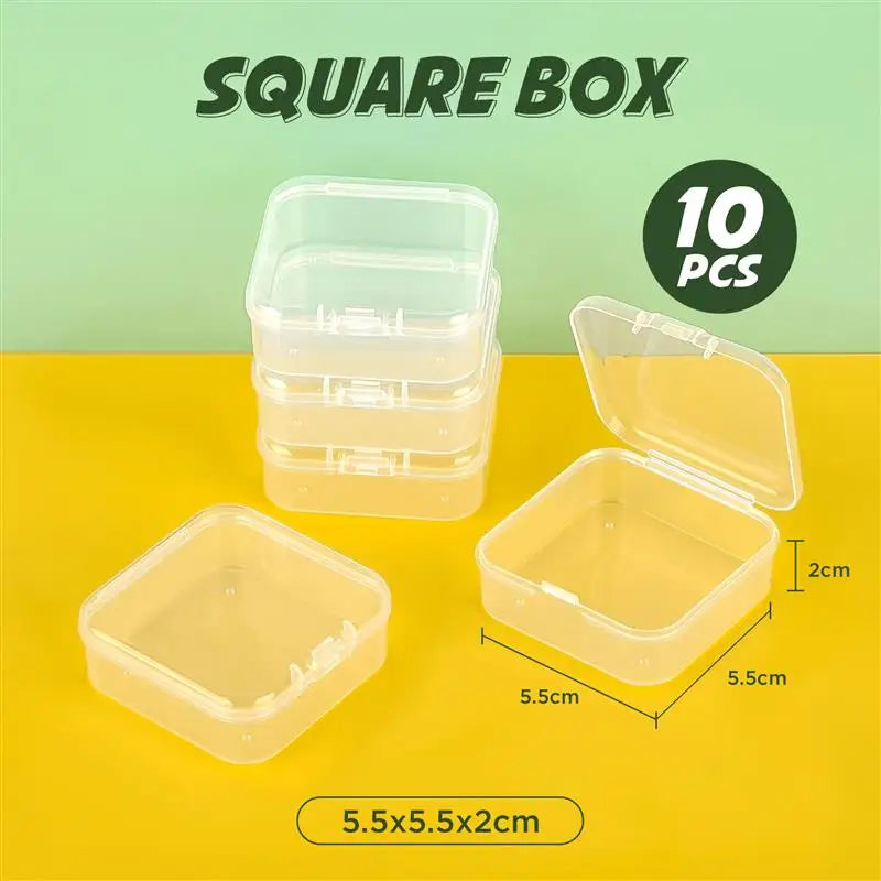 10x Rechteckige Kunststoffboxen transparent zur Schmuck und Kleinteil Lagerung