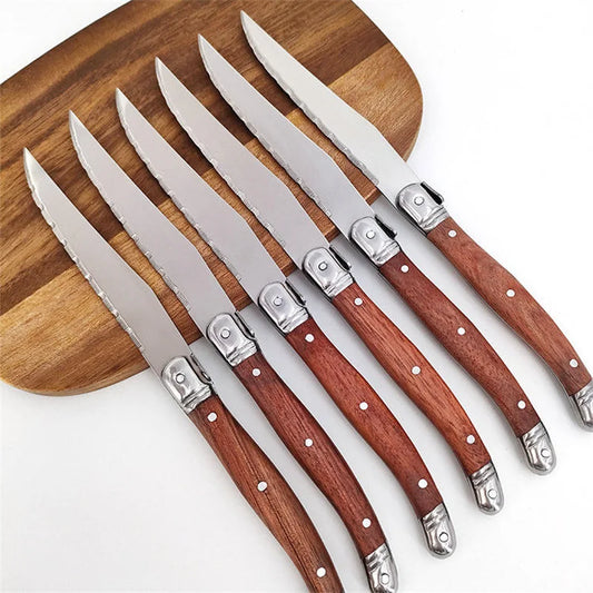Gezahntes Steakmesser Set aus Edelstahl mit scharfem Griff für vielseitigen Einsatz