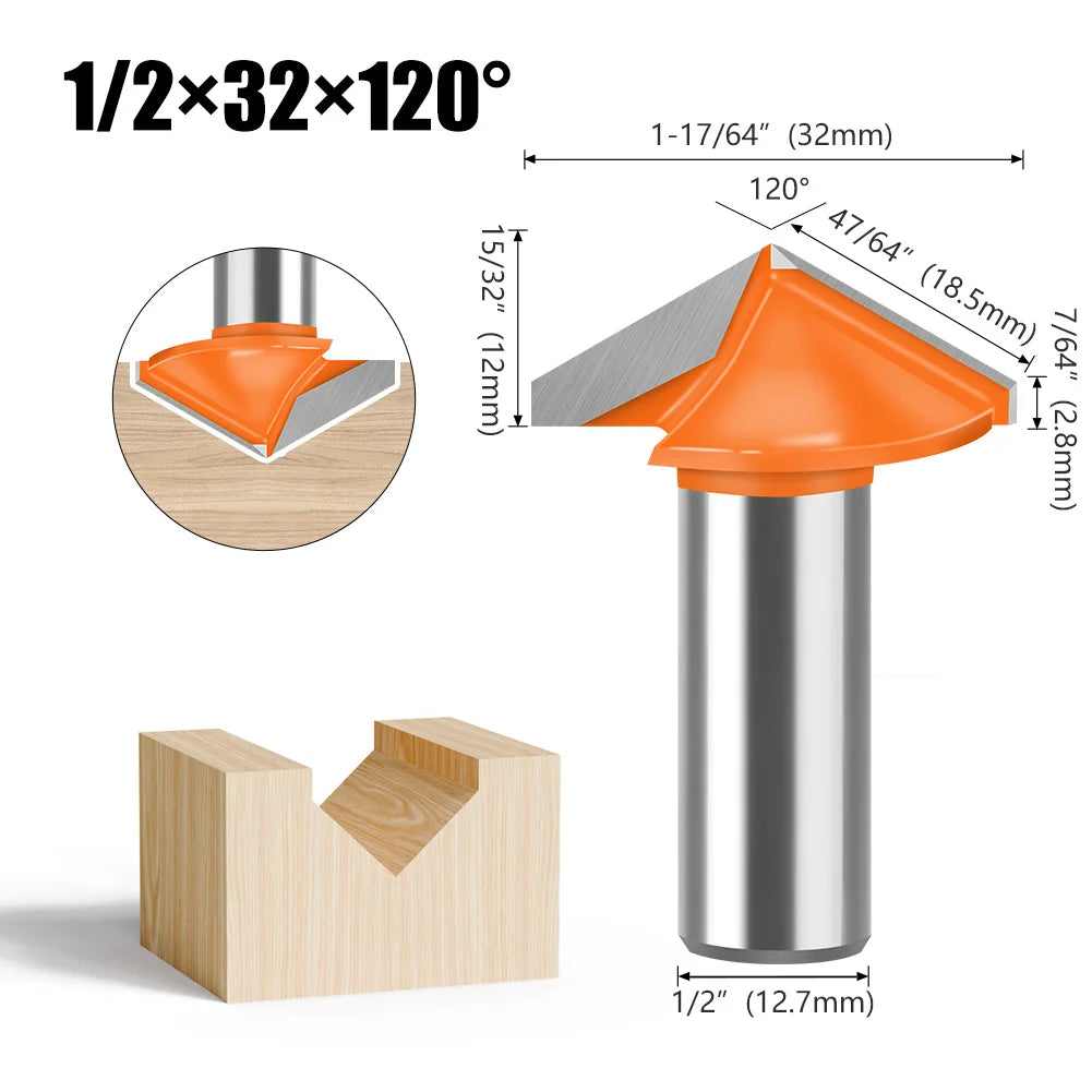 3D V-förmiger Fräser 90° und 120° für präzise Anfas- und Gravurarbeiten