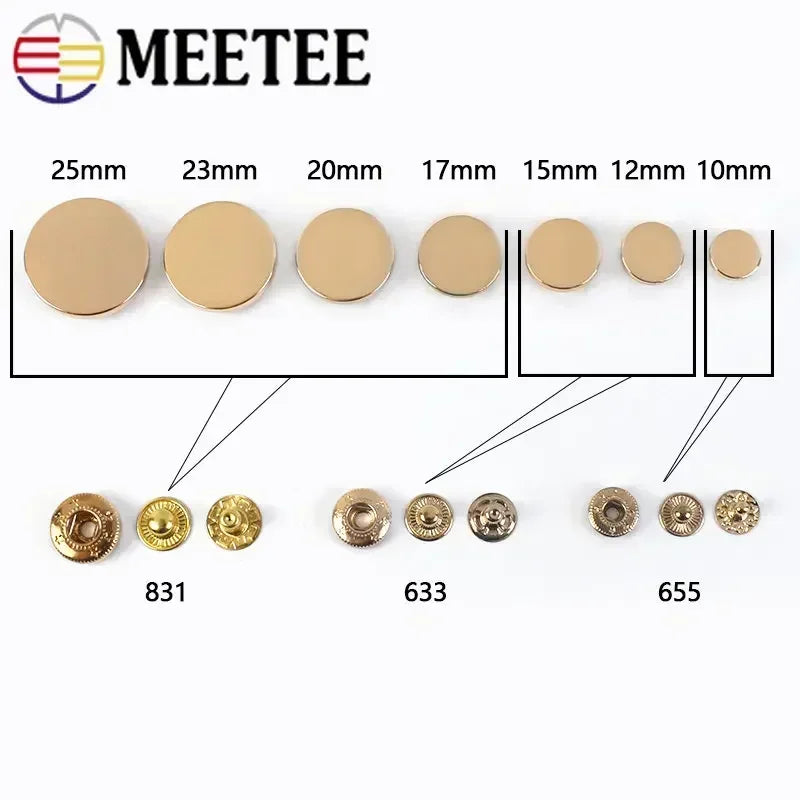 20 Sets Metall Druckknöpfe 10 12 15 17 20 25 mm Nähzubehör