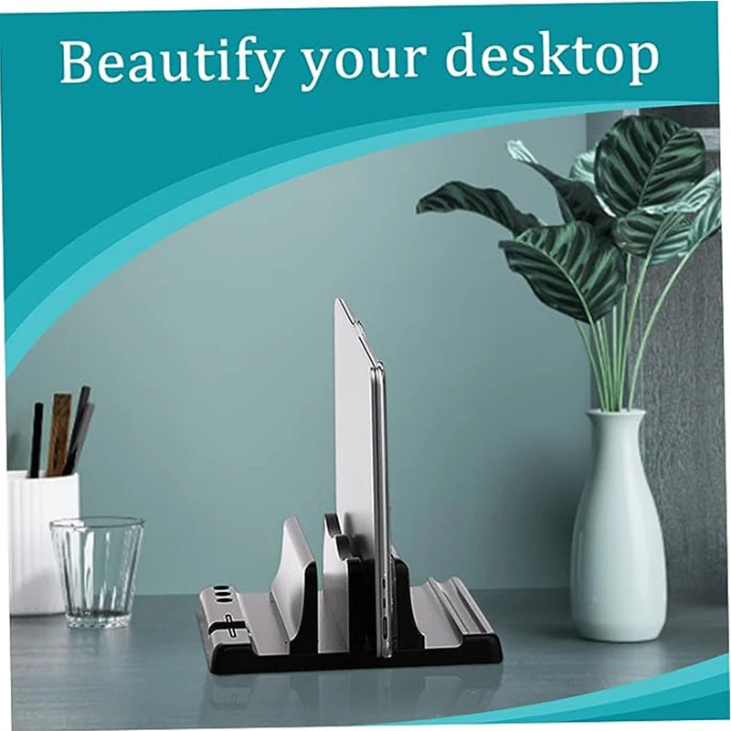 Vertikaler Laptop-Ständer aus ABS Kunststoff platzsparend für Schreibtisch