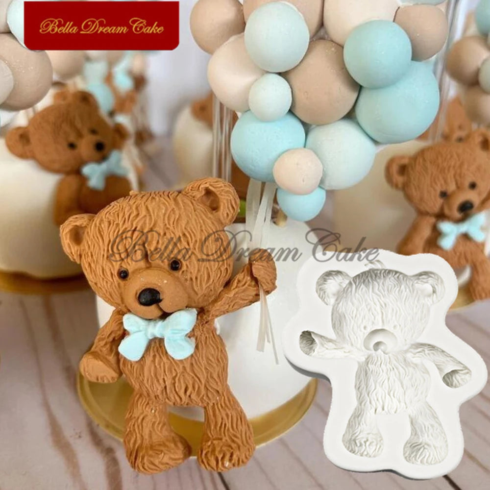 Vielseitige 3D Bären-Silikonform für Fondant, Backen - Basteln