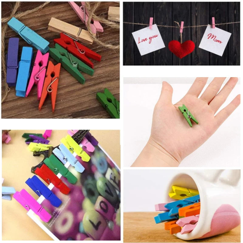Mini 25mm Holzclips für Fotos & Deko – 50 oder 100 Stück Natur/Mix