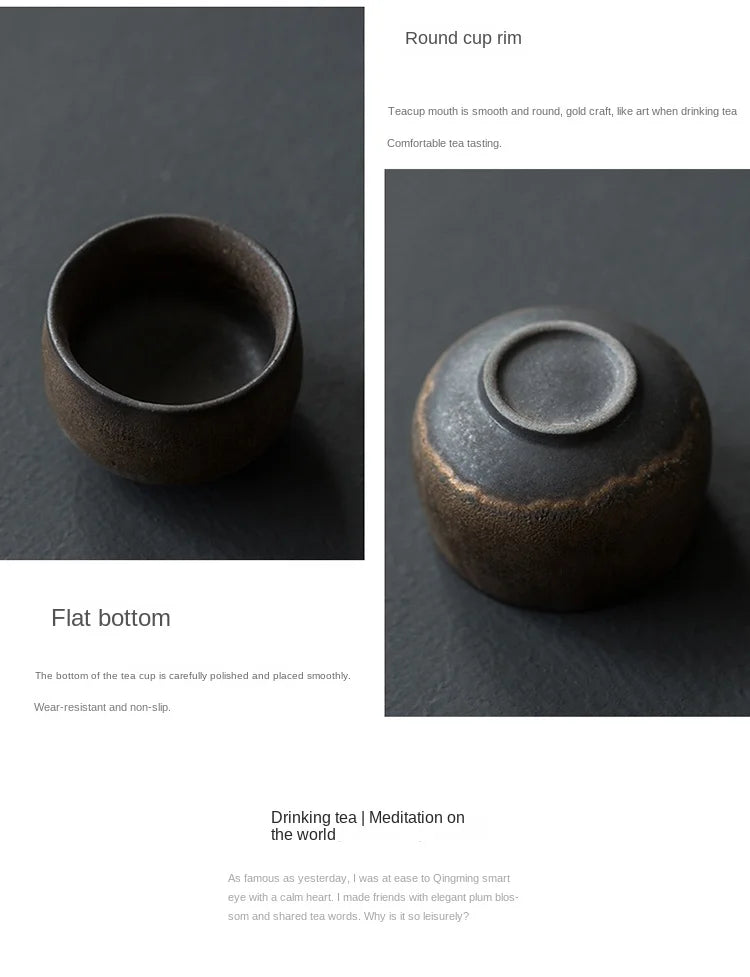 Handgemachte Keramik Teetasse mit Retro Vergoldung