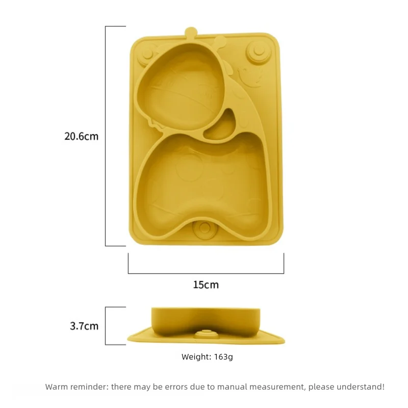 Geteilter Silikonteller für Kinder mit niedlichem Giraffen Motiv BPA frei
