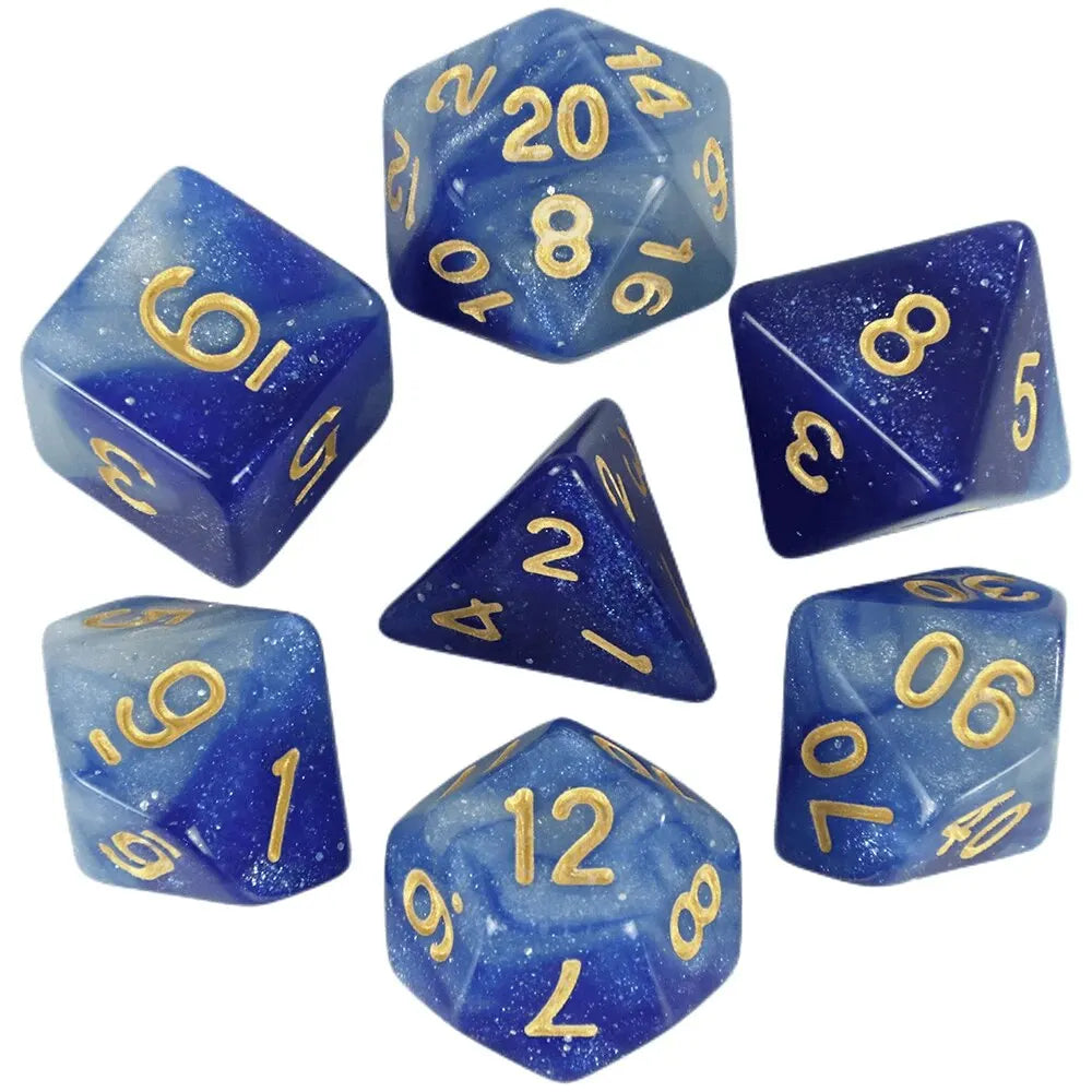 Polyedrisches Würfelset mit Galaxie Design für fesselnde Brettspiele