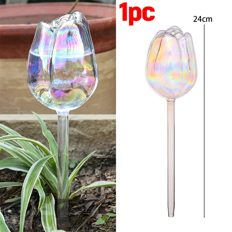 Automatische Tropfbewässerung: Rosa Borosilikatglas-Bewässerungsbälle, 1-6 Stk