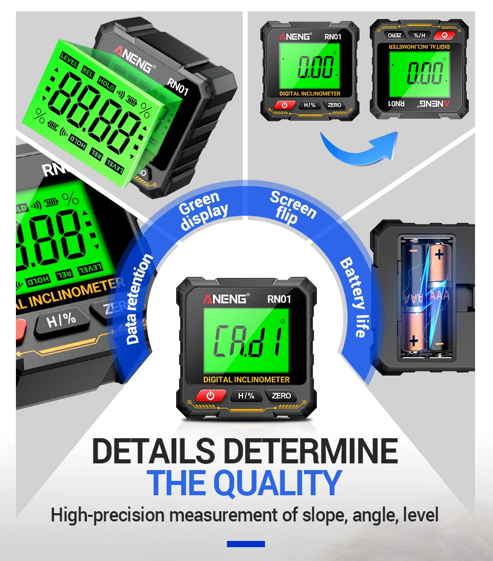ANENG RN01 Mini Winkelmesser mit 360 Grad Neigungsmesser und Magnetfunktion-Yabubest - Home & More