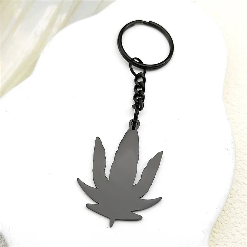 Einfache Edelstahl Schlüsselanhänger Maple Leaf für Damen und Herren