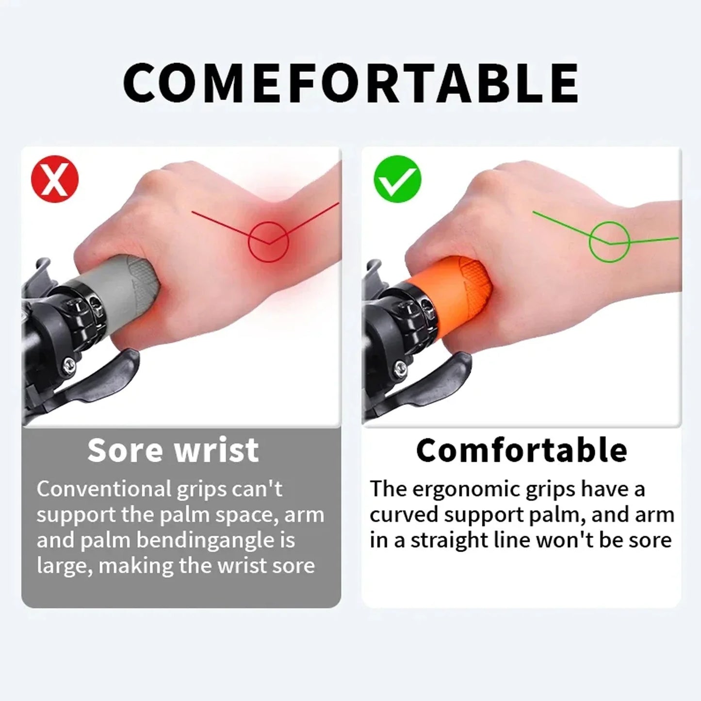 MTB Fahrradgriffe Stoßdämpfend Gummi Ergonomisch Abschließbar 22.2mm Lenker