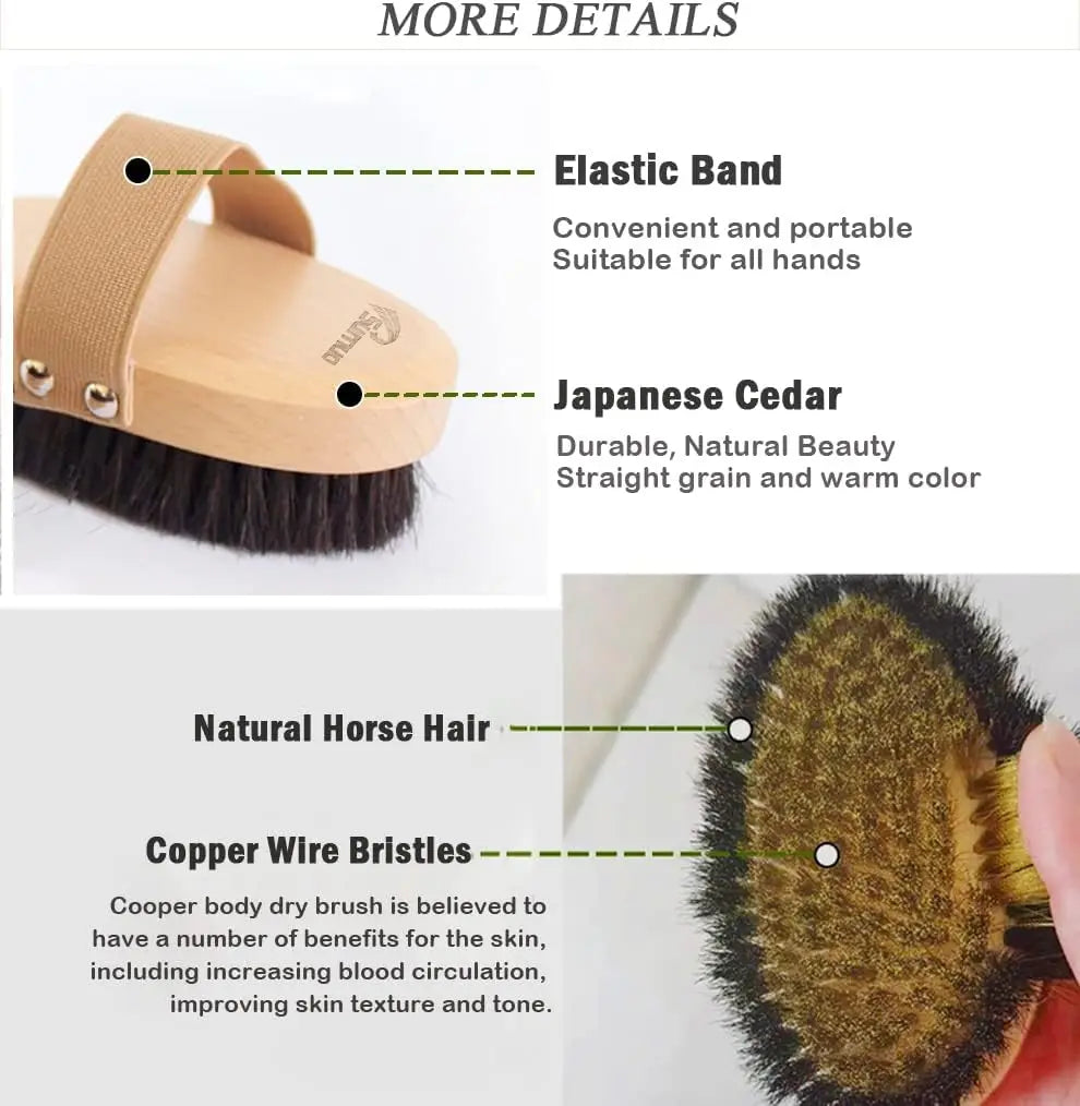 Kupferdraht-Trockenbürste aus Buchenholz für Massage & Peeling