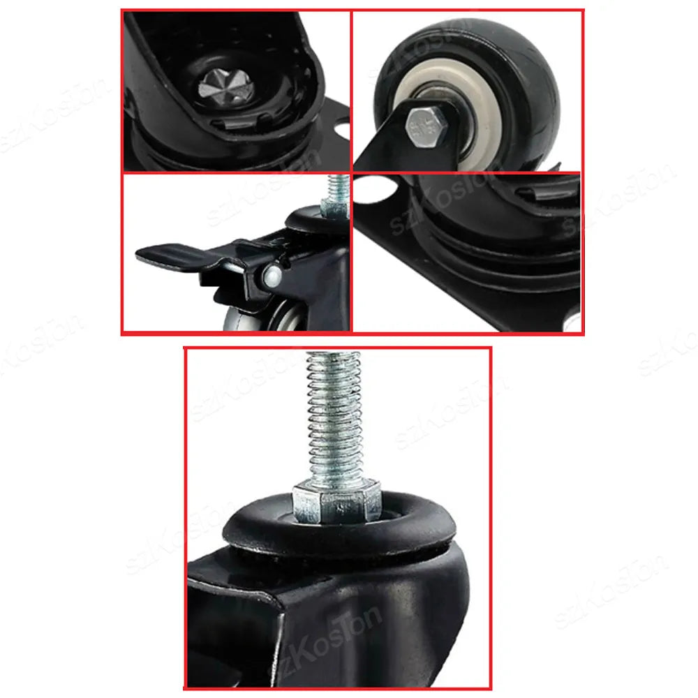 4er Möbelrollen Set 1.5/2 Zoll M8/M10 Gewinde – Mit/Ohne Bremse Heavy Duty