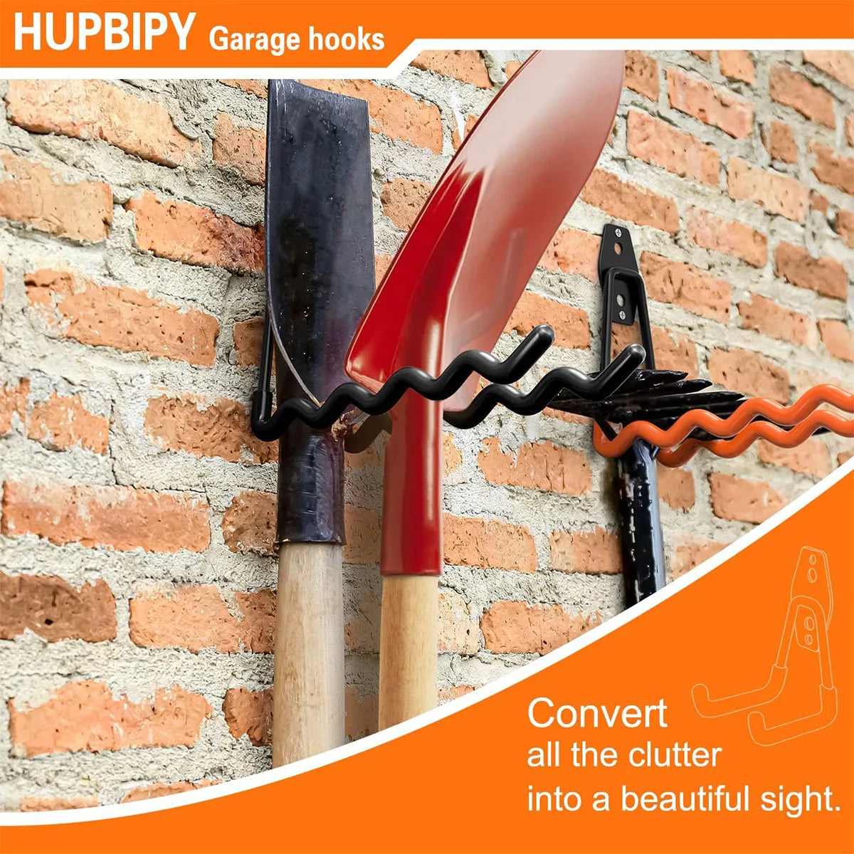 Garagen-Aufbewahrungshaken Werkzeug Organizer hängende Wandhalterung aus Eisen